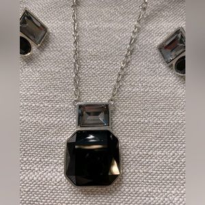 Platinum plated Necklace and Earrings Set